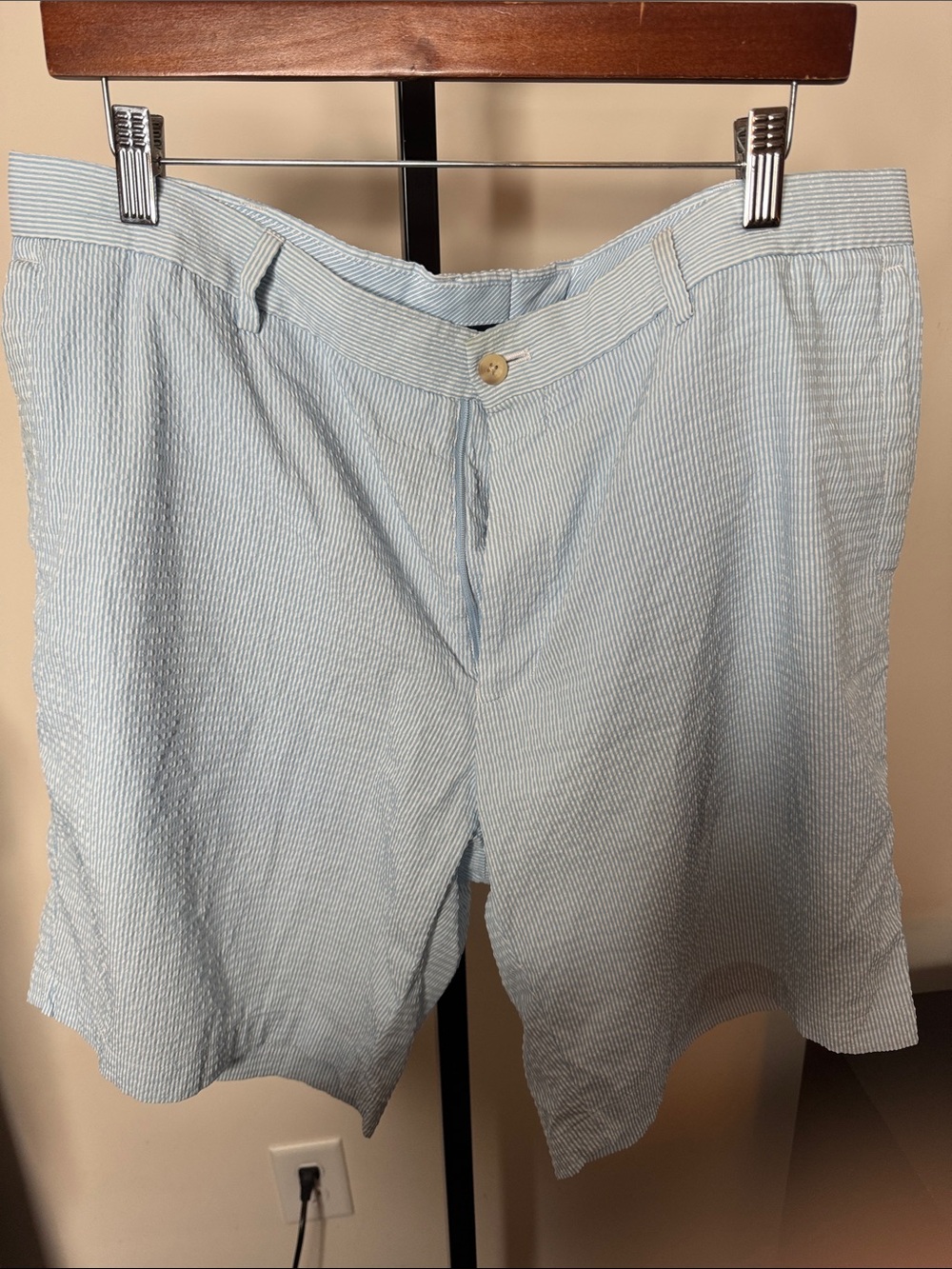 Peter Millar Light Blue Seersucker Flat Front Shorts